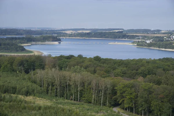 Vue Angle Élevé Mer Milieu Des Terres Contre Ciel Par — Photo