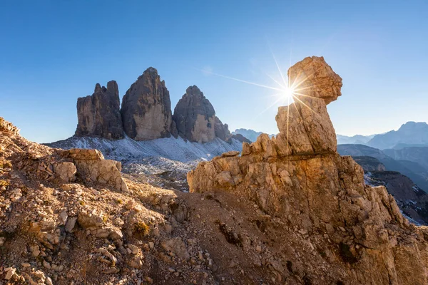 Scenic View Tre Cime Lavaredo Clear Sky Sunny Day Italy — Stock Photo, Image