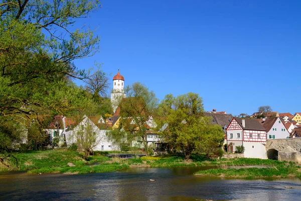 Barbara Kyrka Vid Floden Mot Klarblå Himmel Staden Harburg Tyskland — Stockfoto