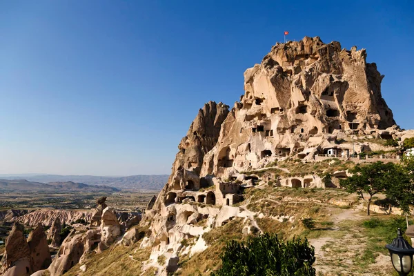 Uchisar Castle Clear Blue Sky Cappadocia Turkey — Stock Photo, Image