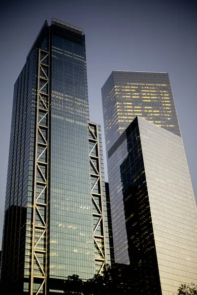 Estados Unidos Nueva York Nueva York Rascacielos Modernos Altos Atardecer —  Fotos de Stock