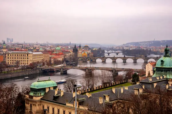 Czech Republic Prague High Angle View Old Town River — Stock Photo, Image