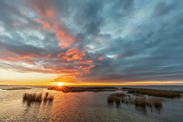 Neuseeland Tasman District Puponga Golden Bay Bei Bewölktem Sonnenaufgang — Stockfoto