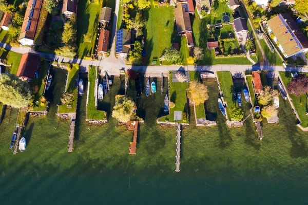 Duitsland Beieren Uitzicht Vanuit Lucht Kusthuizen Steigers Van Het Dorp — Stockfoto