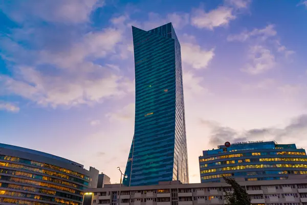 Vista Para Torre Apartamento Crepúsculo Varsóvia Polônia — Fotografia de Stock