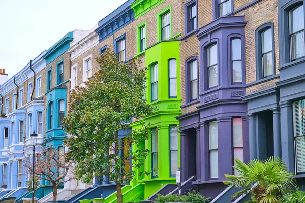 England London Row Colorful Houses Notting Hill — Stock Photo, Image