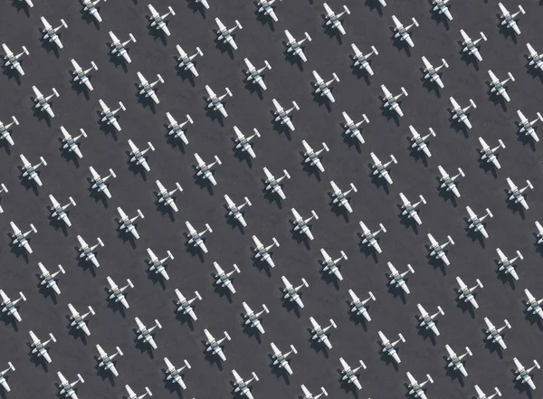 Sıra Sıra Uçakların Hava Görüntüsü — Stok fotoğraf