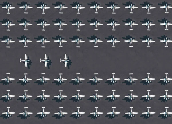 Aerial View Rows Airplanes — Stock Photo, Image