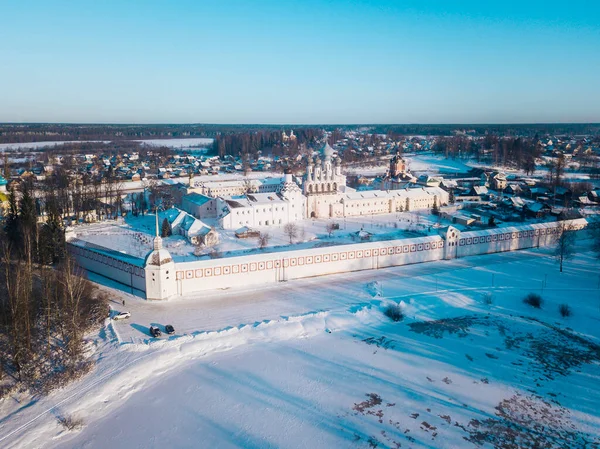 Ryssland Leningradregionen Tikhvin Flygfoto Över Tikhvins Övertagande Kloster Vintern — Stockfoto