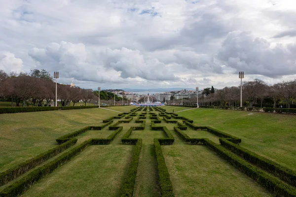 Portugalsko Lisabon Mraky Nad Parkem Eduardo Vii — Stock fotografie