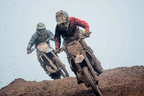 Motocross Fahrer Bei Motocross Rennen — Stockfoto