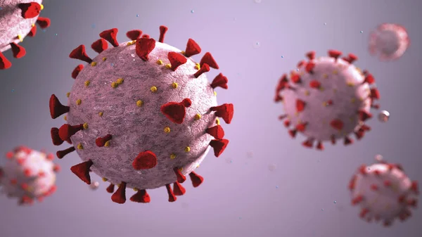 Cellule Virali Rendering Corona Con Sangue Virus — Foto Stock