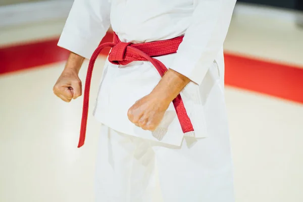 Mittelteil Eines Karateka Der Turnhalle — Stockfoto