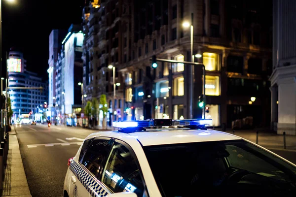 Coche Policía Las Calles Madrid España — Foto de Stock