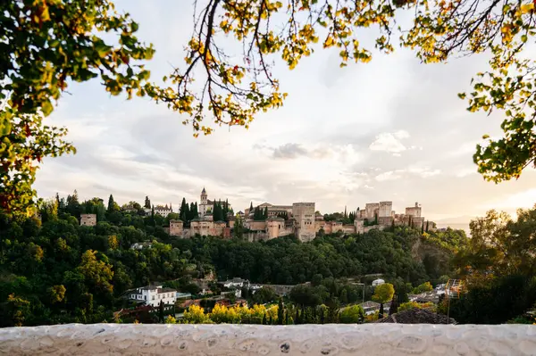 Vue Alhambra Coucher Soleil Grenade Espagne — Photo