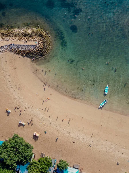 Indonesia Bali Sanur Aerial View People Sandy Coastal Beach — Stock Photo, Image