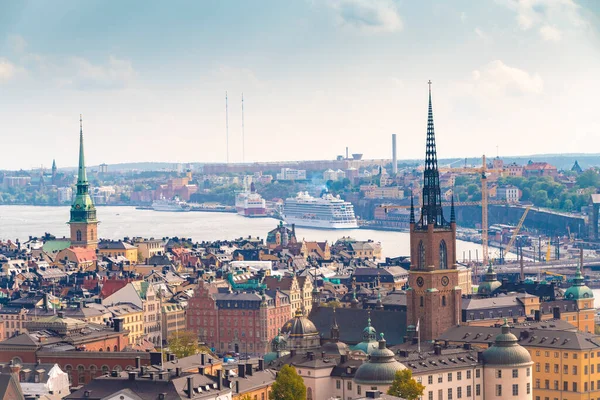 Suecia Sodermanland Estocolmo Vista Aérea Iglesia Riddarholmen Los Edificios Circundantes — Foto de Stock