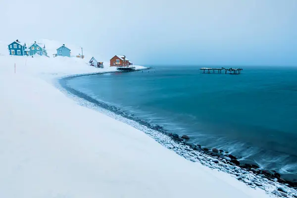 冬季捕鱼定居点 Kongsfjord Berlevag — 图库照片