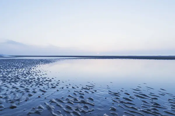 Vista Panorâmica Mar Contra Céu Entardecer Costa Mar Norte Flandres — Fotografia de Stock