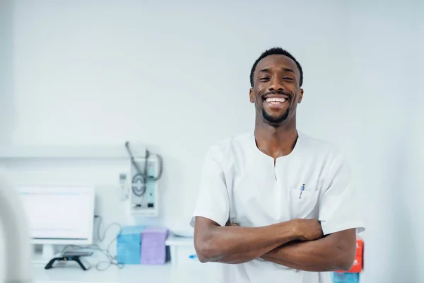 Portrait Happy Dentist His Medical Practice — Stock Photo, Image