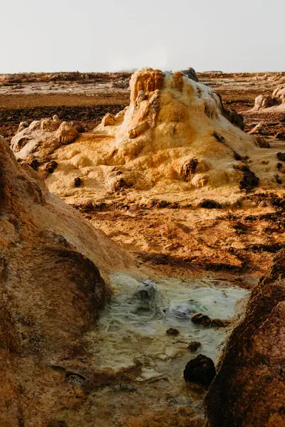 Vulkaniska Landskap Med Mineral Vid Dallol Geotermiskt Område Danakil Depression — Stockfoto