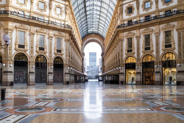 Itália Milão Interior Galleria Vittorio Emanuele Durante Surto Covid — Fotografia de Stock