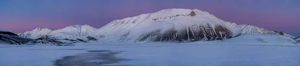 Piano Grande Castelluccio Norcia Plateau Vettore Zimě Umbria Itálie — Stock fotografie