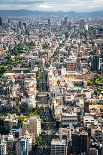 Japan Osaka Prefecture Osaka Aerial View Densely Populated City — Stock Photo, Image