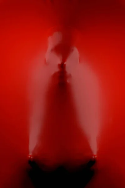 Тривимірний Візуалізатор Людського Обличчя Загорнутий Червону Пластикову Фольгу — стокове фото