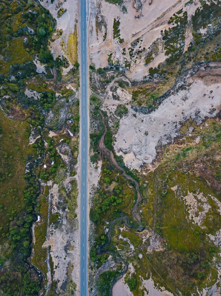 Rússia Oblast Murmansk Teriberka Vista Aérea Estrada Alpina Reta — Fotografia de Stock