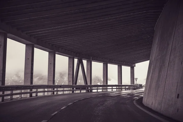 Une Vue Moderne Sur Ville Pont Routier Vide Soir Dans — Photo