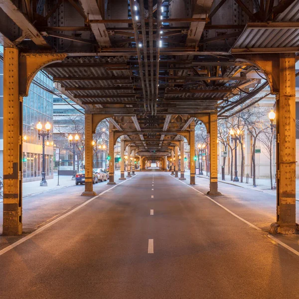 Empty North Wells Street Sous Métro Chicago Chicago États Unis — Photo