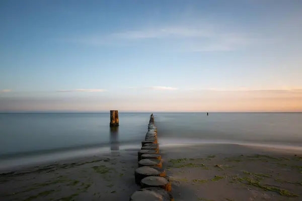 Groyne Baltic Sea Beach Dawn — Stock Photo, Image