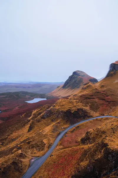 Reino Unido Escocia Drone Vista Carretera Vacía Que Extiende Largo —  Fotos de Stock