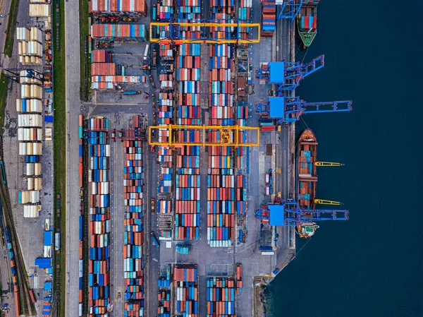 Russia Primorsky Krai Vladivostok Aerial View Cargo Containers Commercial Dock — Stock Photo, Image