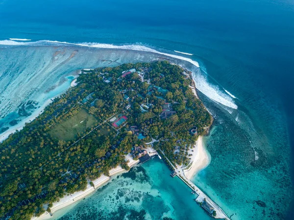 Letecký Pohled Ostrov Hudhuranfushi Maledivy — Stock fotografie