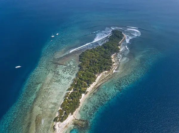 Île Tropicale Sur Mer Vue Aérienne — Photo