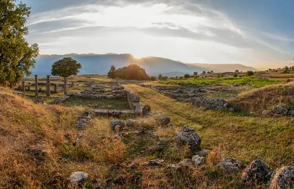 Albania Gjirokaster County Ruins Ancient Greek City Antigonia Sunset — Stock Photo, Image