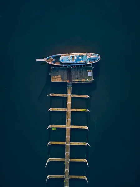 Высокий Угол Обзора Лодок Озере — стоковое фото