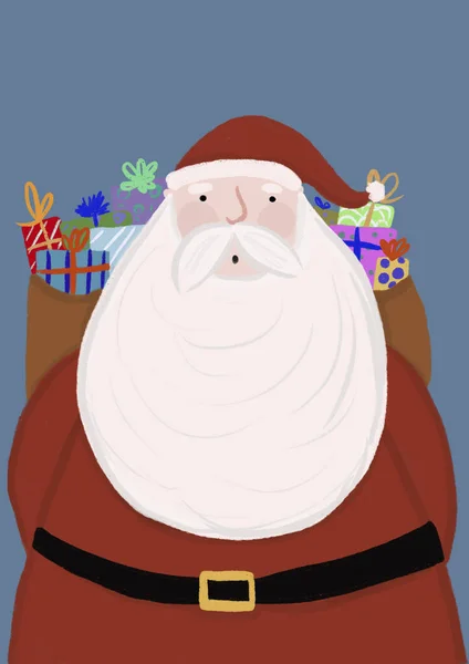 Клип Искусство Санта Клауса Мешком Подарков — стоковое фото