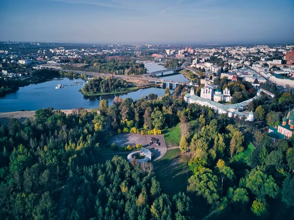 Aerial View Yaroslavl Museum Reserve Spaso Preobrazhensky Monastery Kotorosl River — Stock Photo, Image