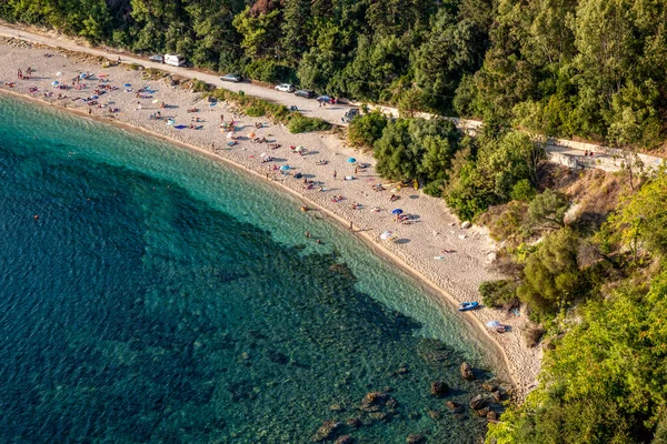 Греция Превеза Парга Отдыхающие Пляже Валтос Летом — стоковое фото