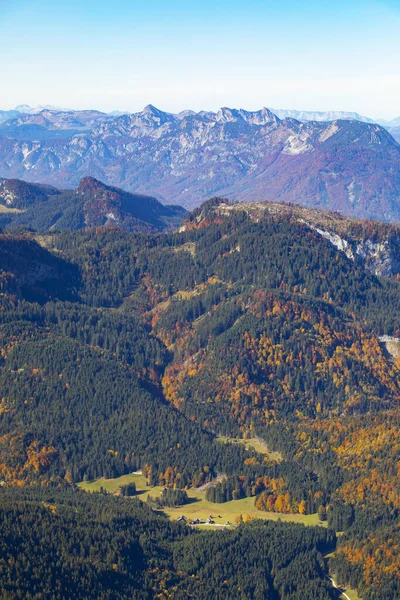 Vedere Aeriană Pădurii Toamnă Altaussee Salzkammergut Styria Austria — Fotografie, imagine de stoc