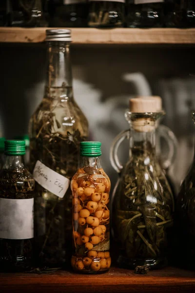 Variação Alimentos Conservados Garrafa — Fotografia de Stock