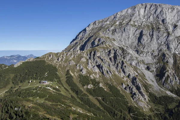 Šedý Vrchol Hory Výhledem Odlehlý Carl Von Stahl Haus — Stock fotografie