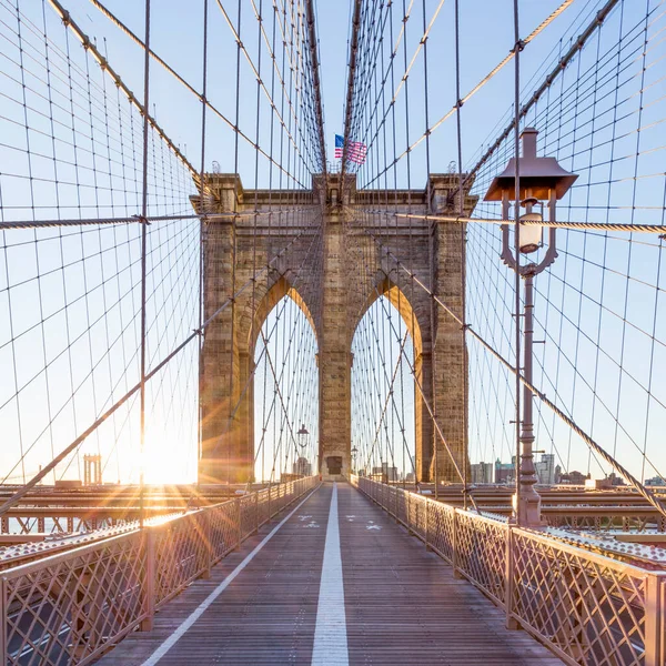 Usa New York New York City Brooklyn Bridge Sunthrise — стокове фото