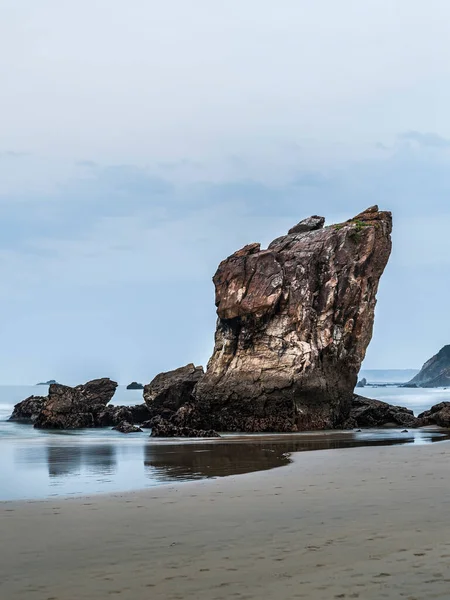 Ciężki Przybrzeżny Stos Morski Zmierzchu Asturias Hiszpania — Zdjęcie stockowe