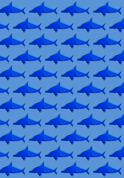 Dolphin Origami Arranged Blue Background — Stock Photo, Image