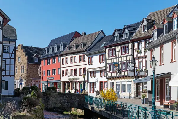Germany North Rhine Westphalia Bad Munstereifel Houses Erft River — Stock Photo, Image