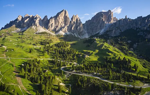 Italien Südtirol Blick Aus Der Luft Auf Den Grödnerpass — Stockfoto